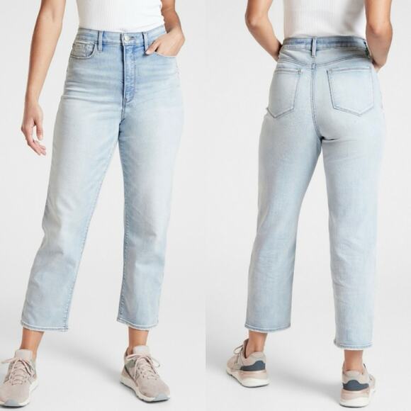 ATHLETA Light Wash Sculptek Straight Leg Ankle Stretchy High Waist Jeans Size 6P - Picture 1 of 14
